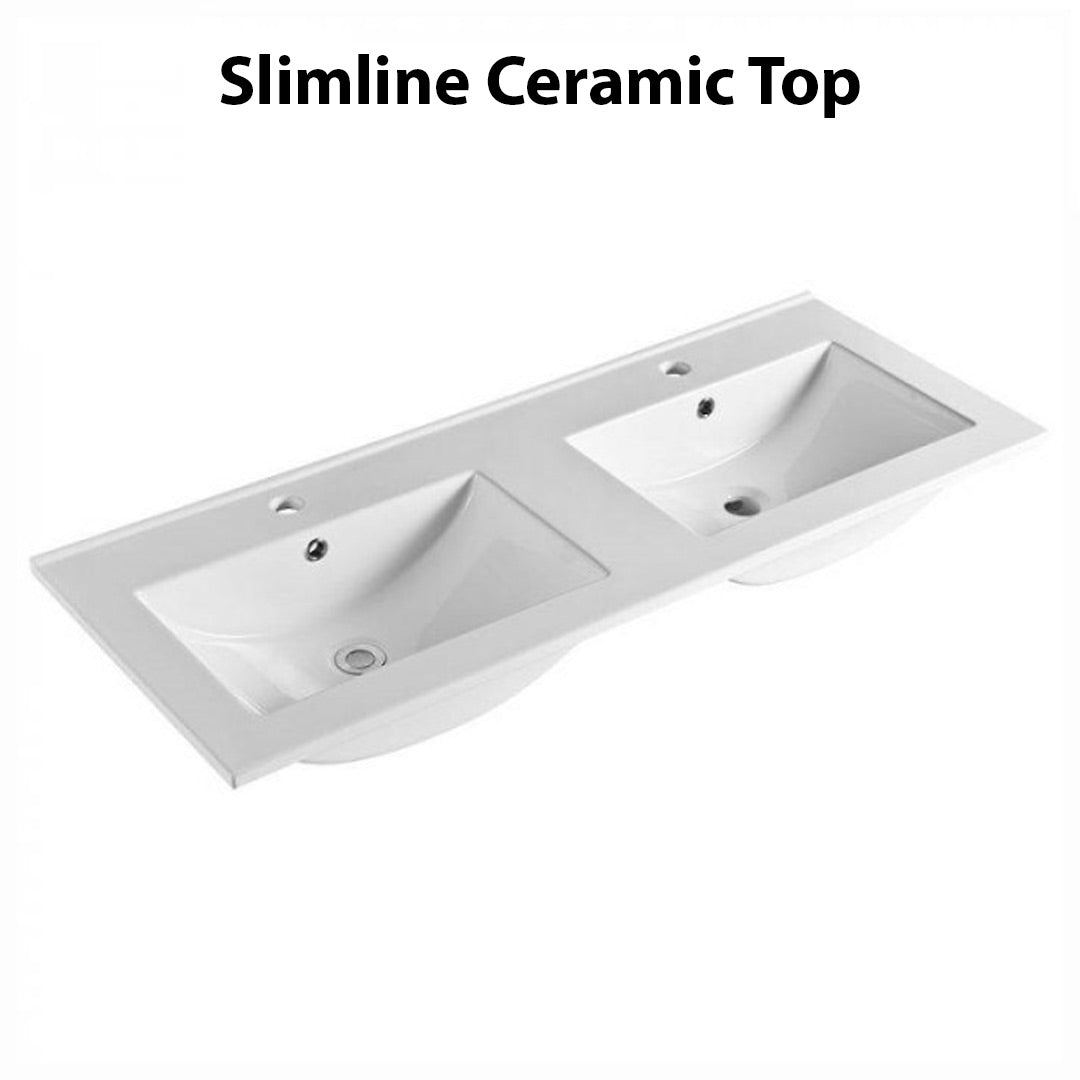 Otti Hampton Satin Black Mark II Double Bowl Wall Hung Vanity 1500mm