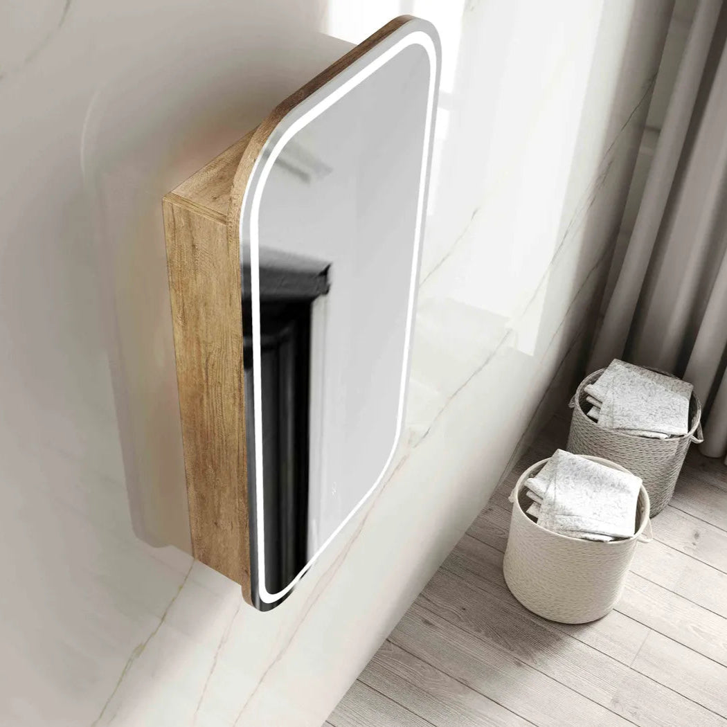 Otti LED Newport Natural Oak Mirror Cabinet Soft Square 450mm