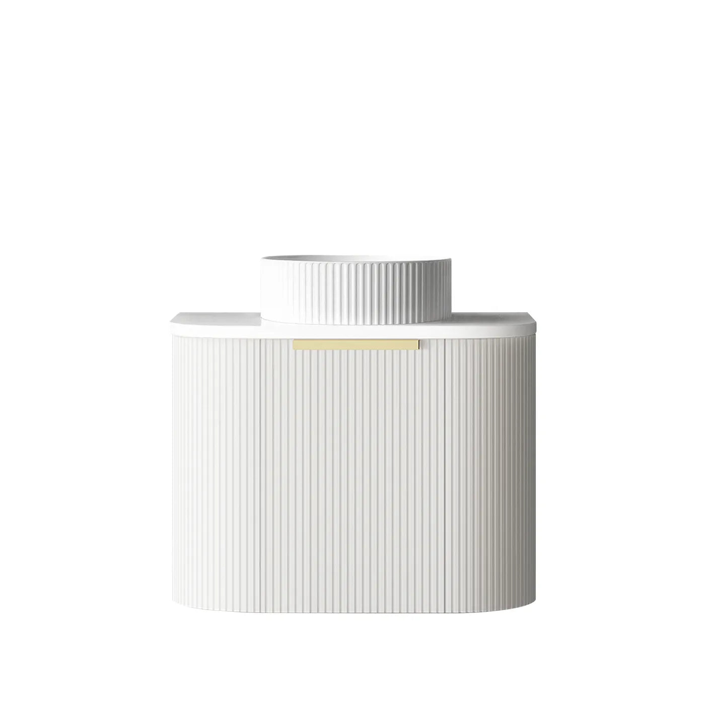 Otti Bondi Fluted Satin White Curve Wall Hung Vanity 600mm