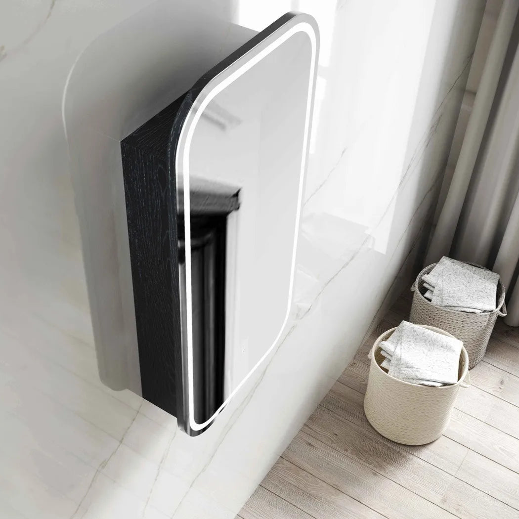Otti LED Newport Black Oak Shaving Cabinet Soft Square 450mm