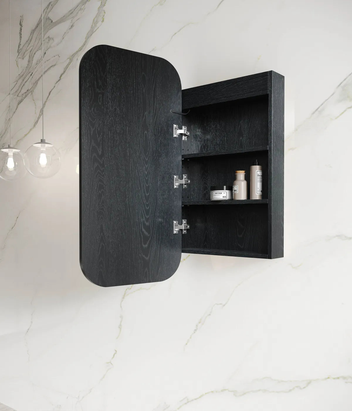 Otti LED Newport Black Oak Shaving Cabinet Soft Square 450mm