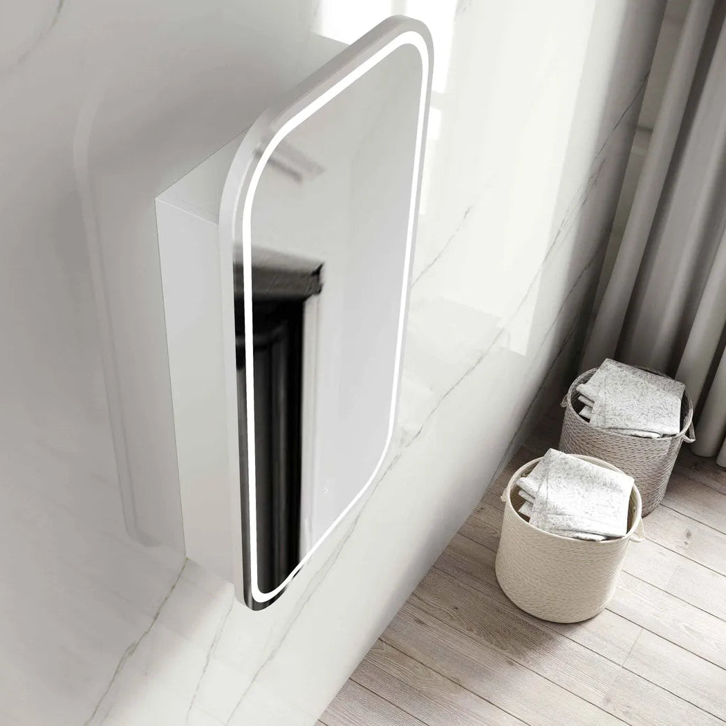 Otti LED Newport Matte White Mirror Cabinet Soft Square 450mm