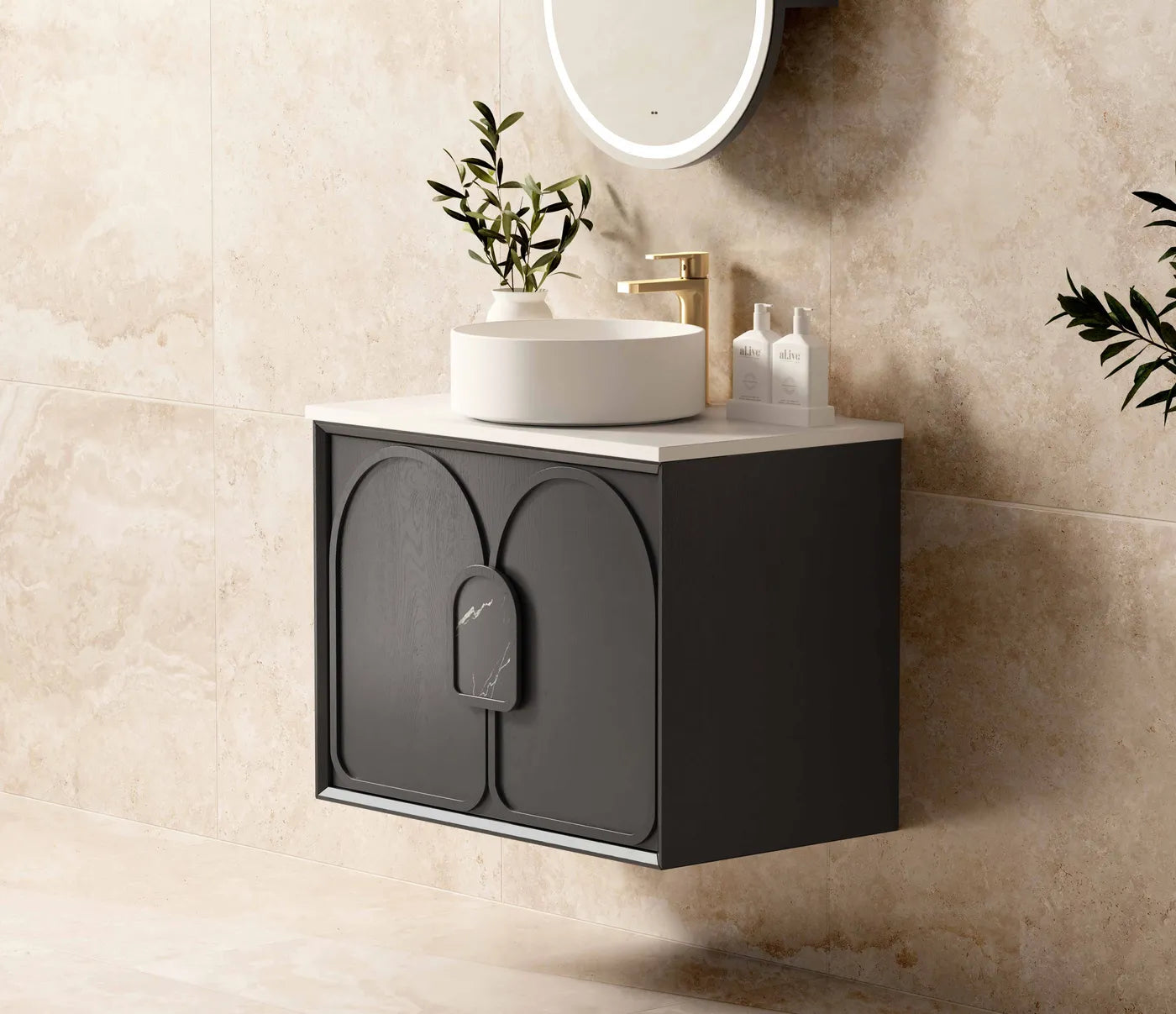 Otti Laguna Mark II Black Oak Wall Hung Vanity 750mm