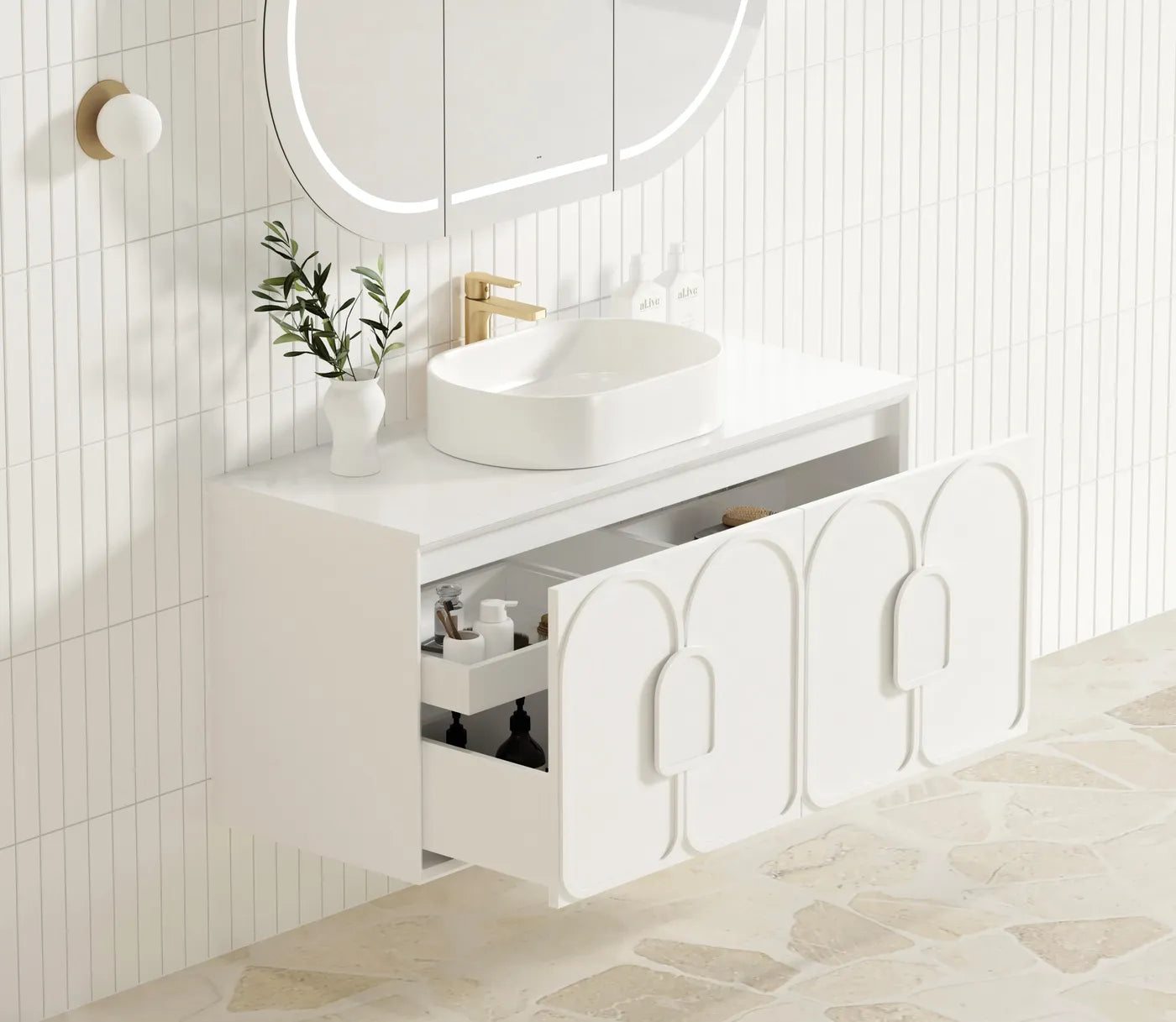 Otti Laguna Mark II Matte White Wall Hung Vanity 1200mm