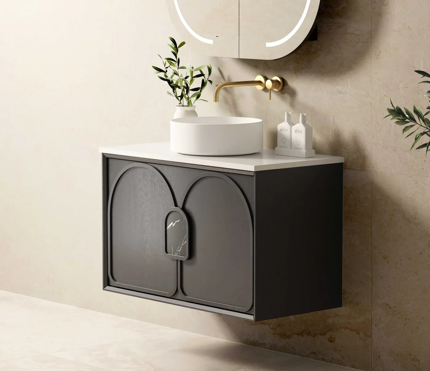 Otti Laguna Mark II Black Oak Wall Hung Vanity 900mm
