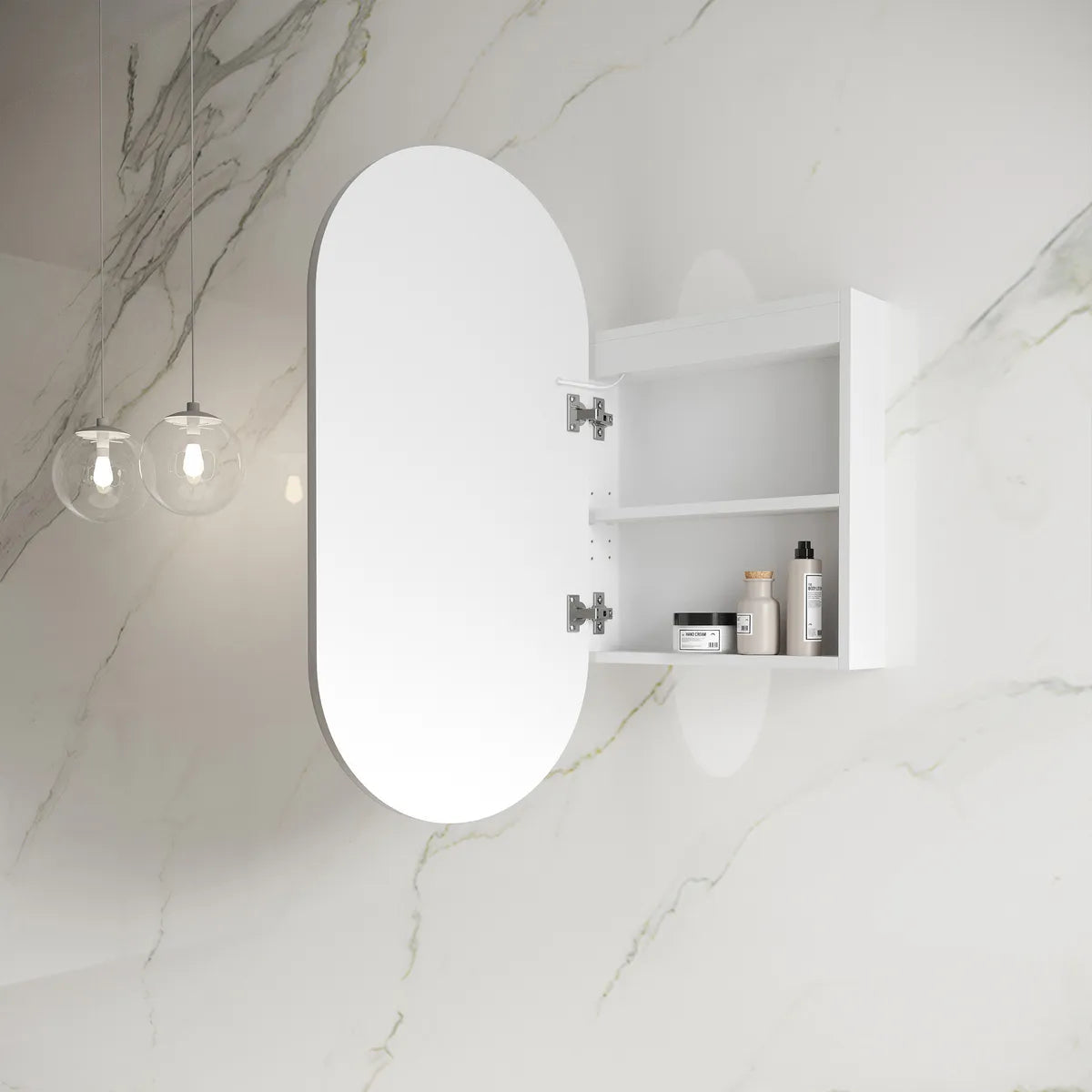 Otti LED Noosa Matte White Mirror Cabinet 450mm