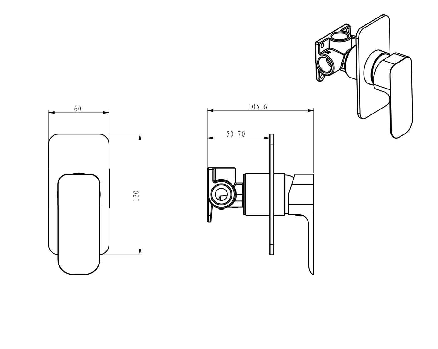 Donii Ella Tora Inwall Water Mixer Tap Brushed Nickel