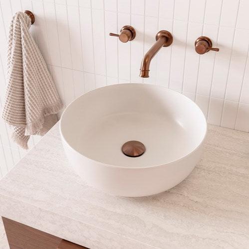 ADP Glam Scarabeo 390x390 Round Above Counter Basin Matte Pearl