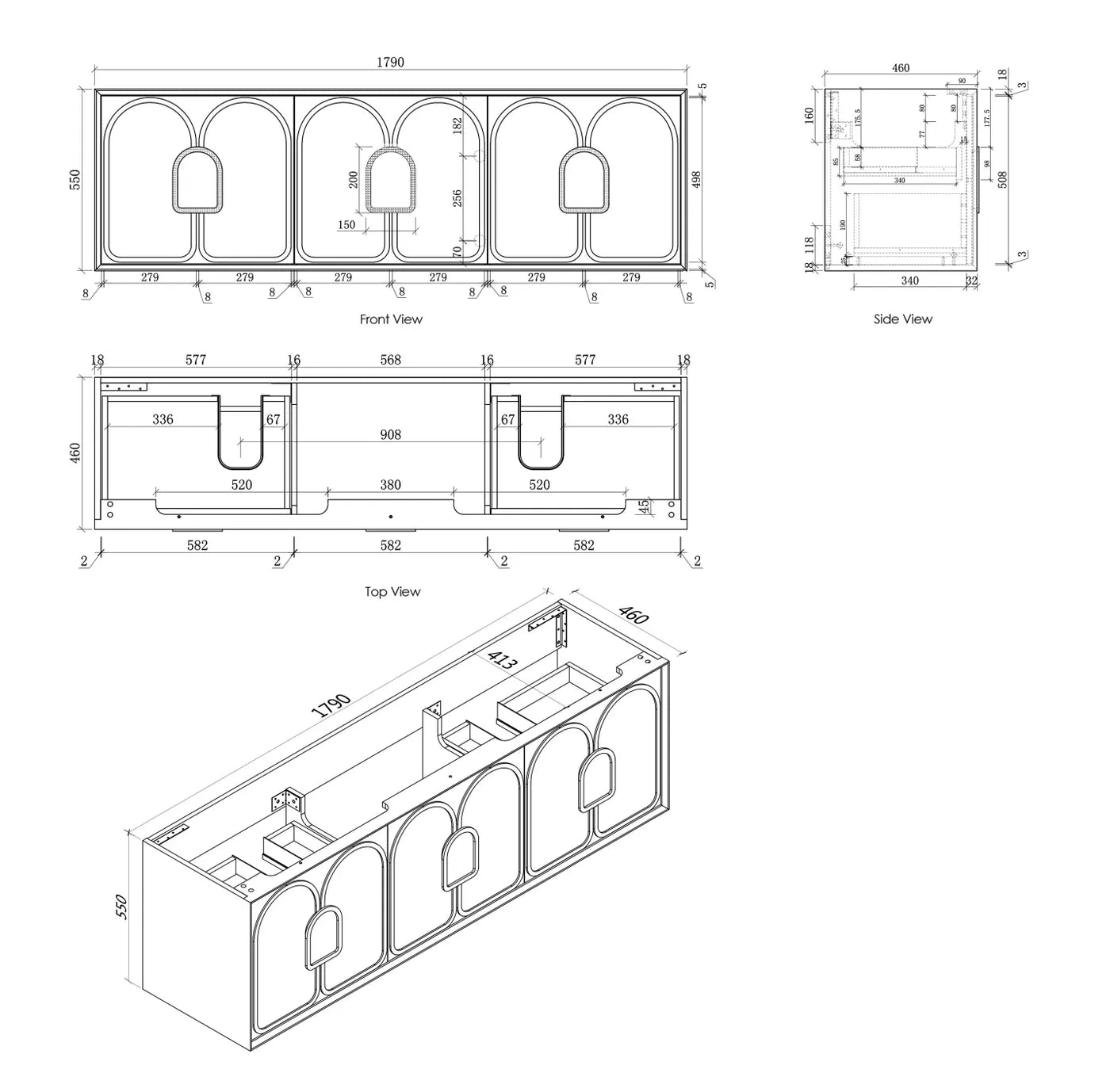 Otti Laguna Mark II Woodland Oak Wall Hung Vanity 1800mm