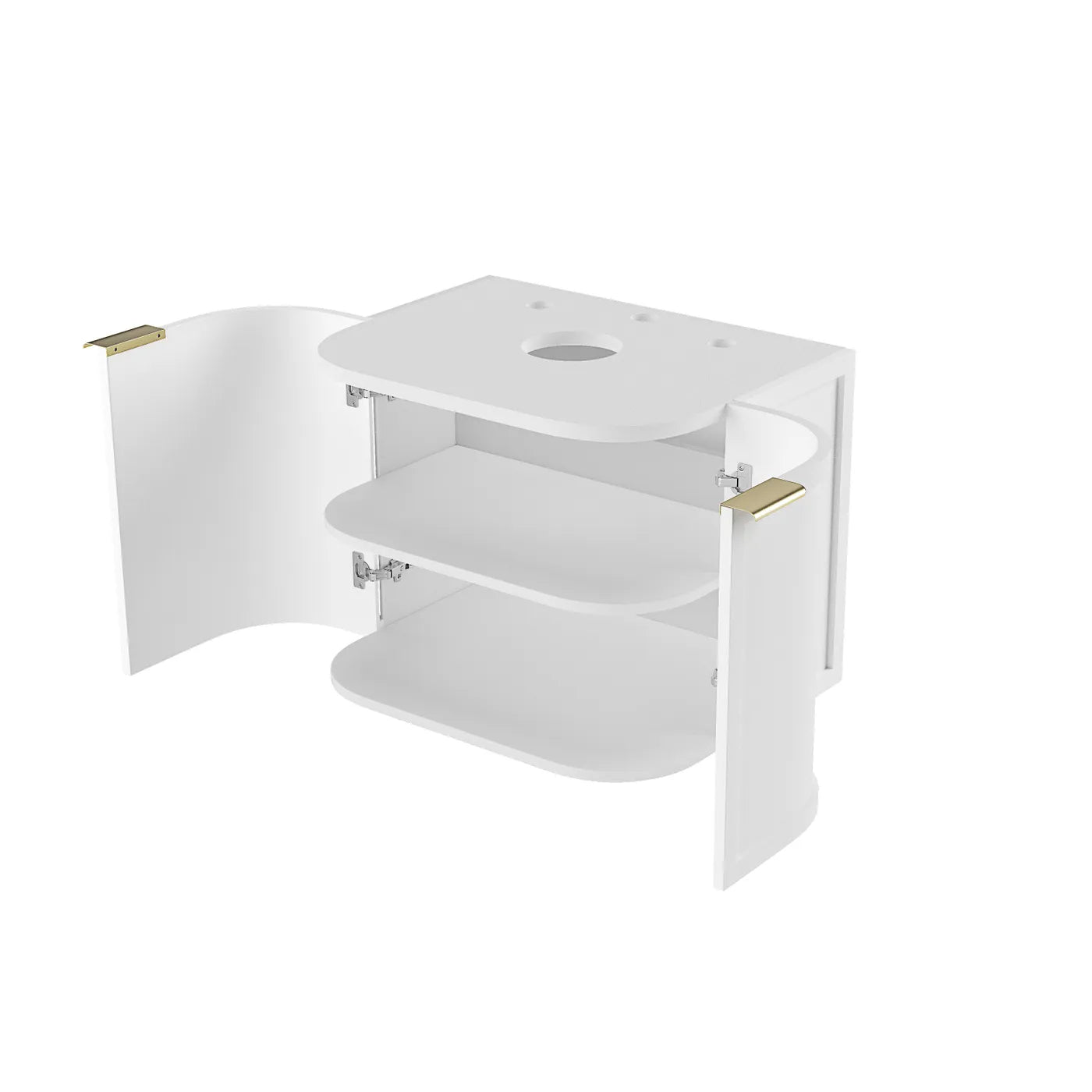 Otti Hampshire Satin White Wall Hung Curve Vanity 600mm