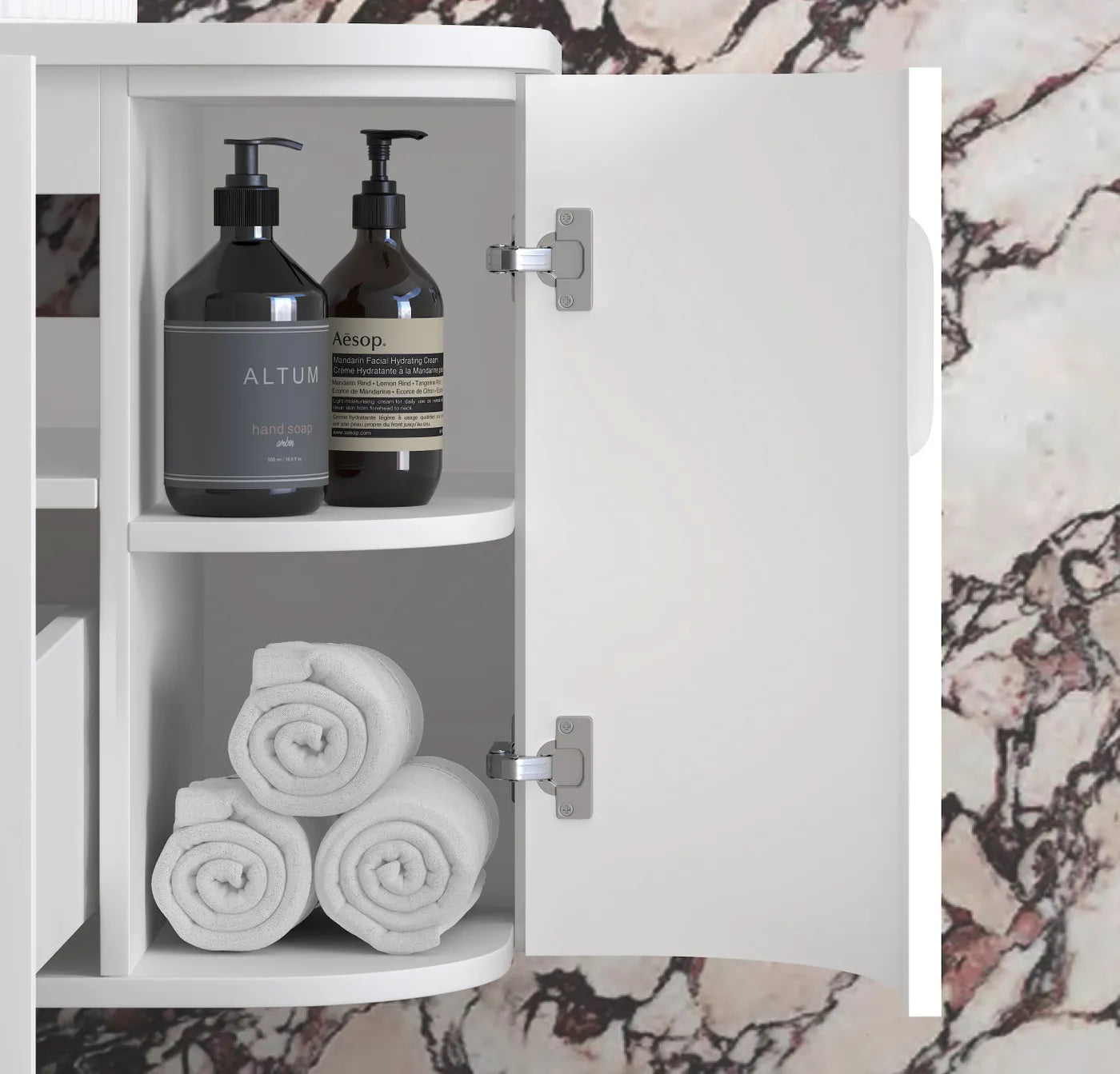 Otti Hampshire Satin White Wall Hung Curve Vanity 750mm