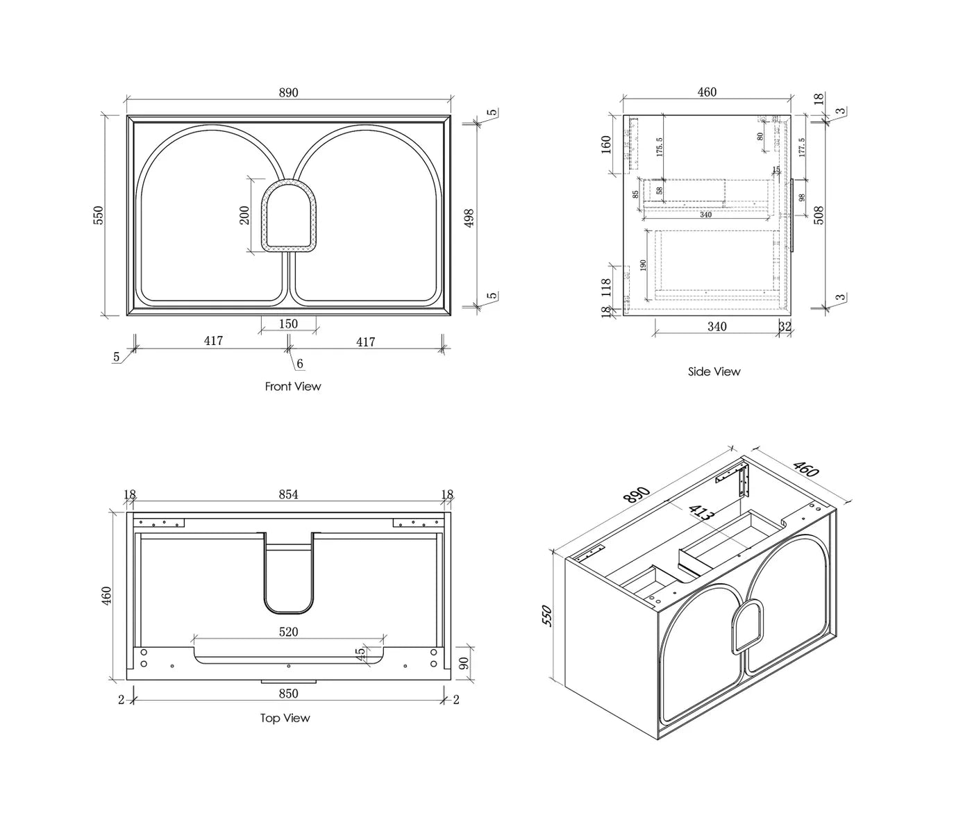 Otti Laguna Mark II Woodland Oak Wall Hung Vanity 900mm
