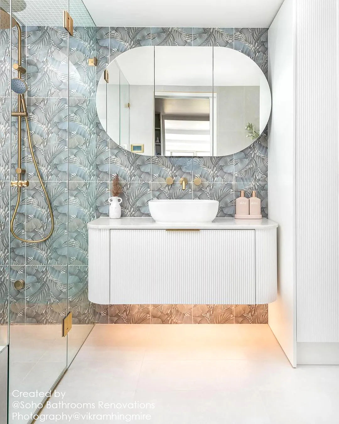 Otti Bondi Fluted Satin White Curve Wall Hung Vanity 1200mm
