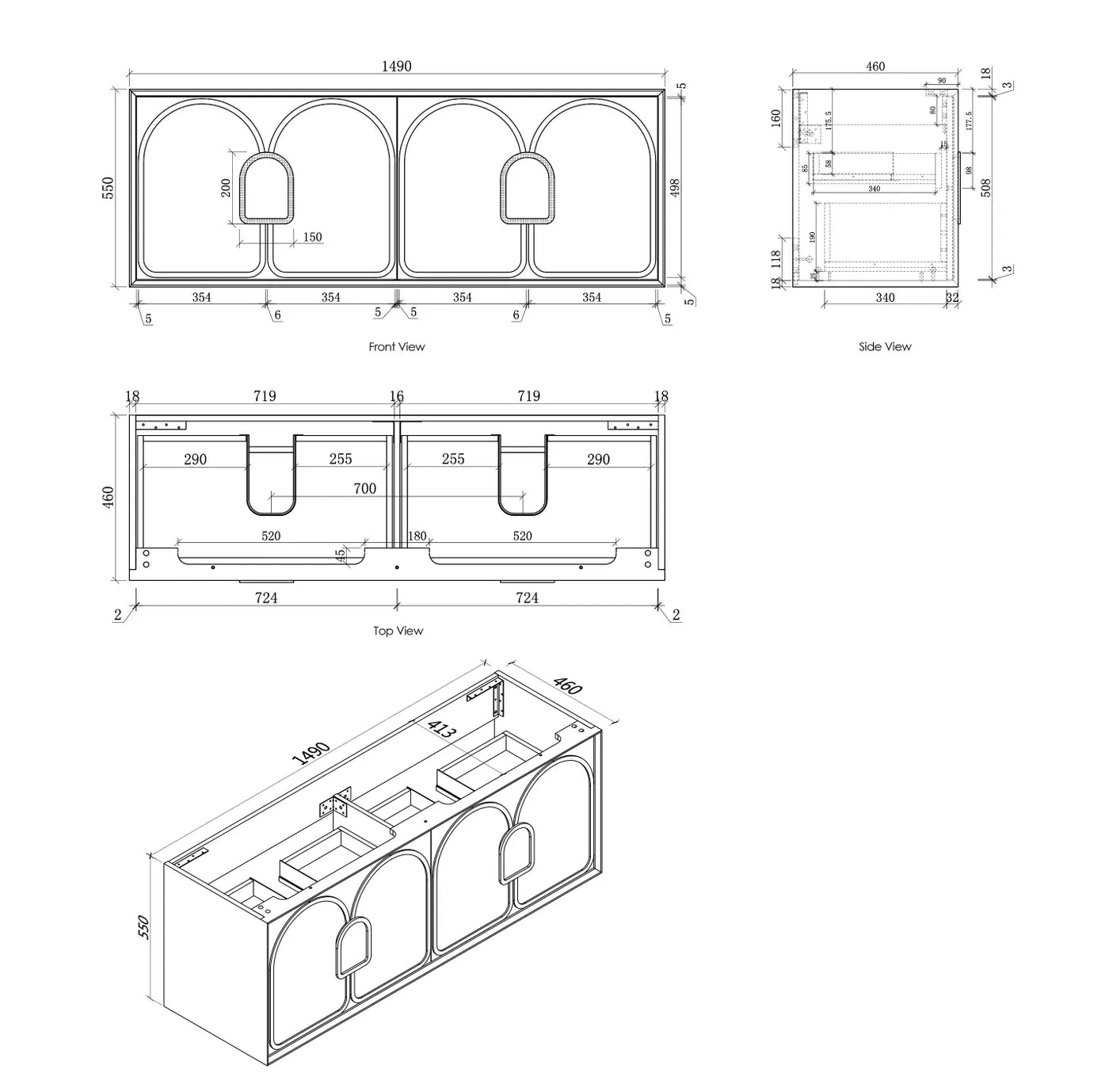 Otti Laguna Mark II Matte White Wall Hung Vanity 1500mm