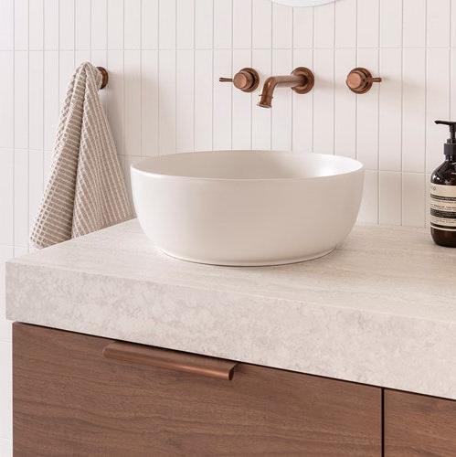 ADP Glam Scarabeo 390x390 Round Above Counter Basin Matte Pearl