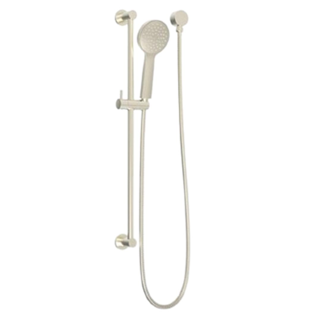 hand held shower on a rail brushed nickel