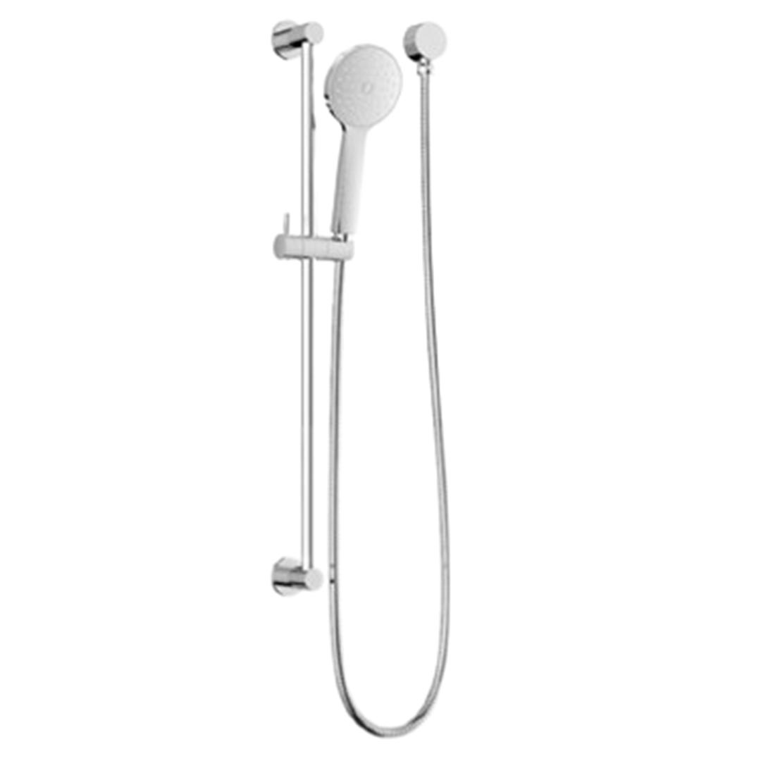 Adjustable chrome detachable hand held shower head on a rail