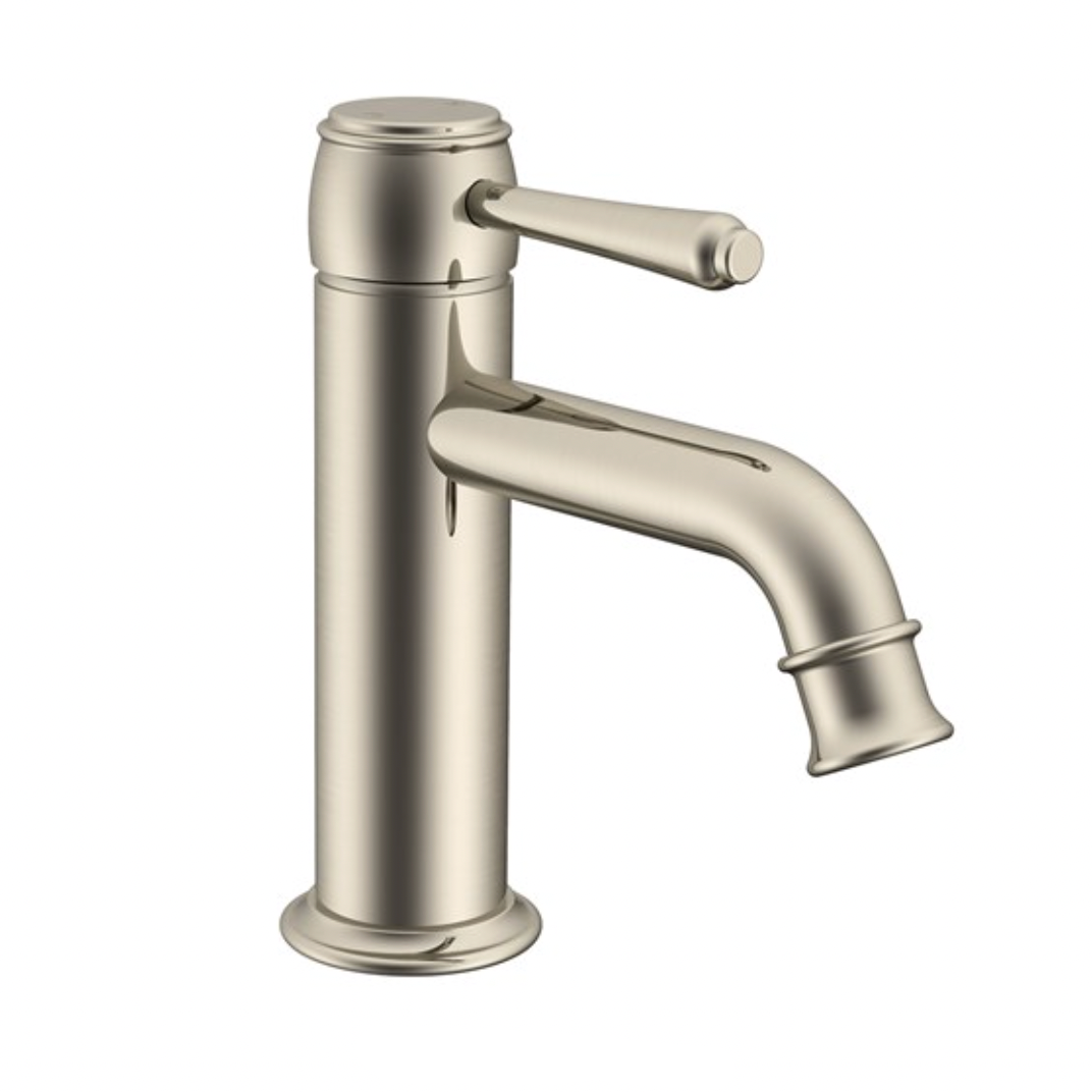 brushed nickel heritage bathroom basin mixer tap
