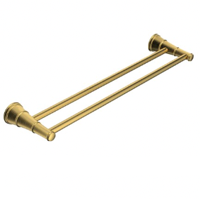 Heritage brushed brass double towel rail