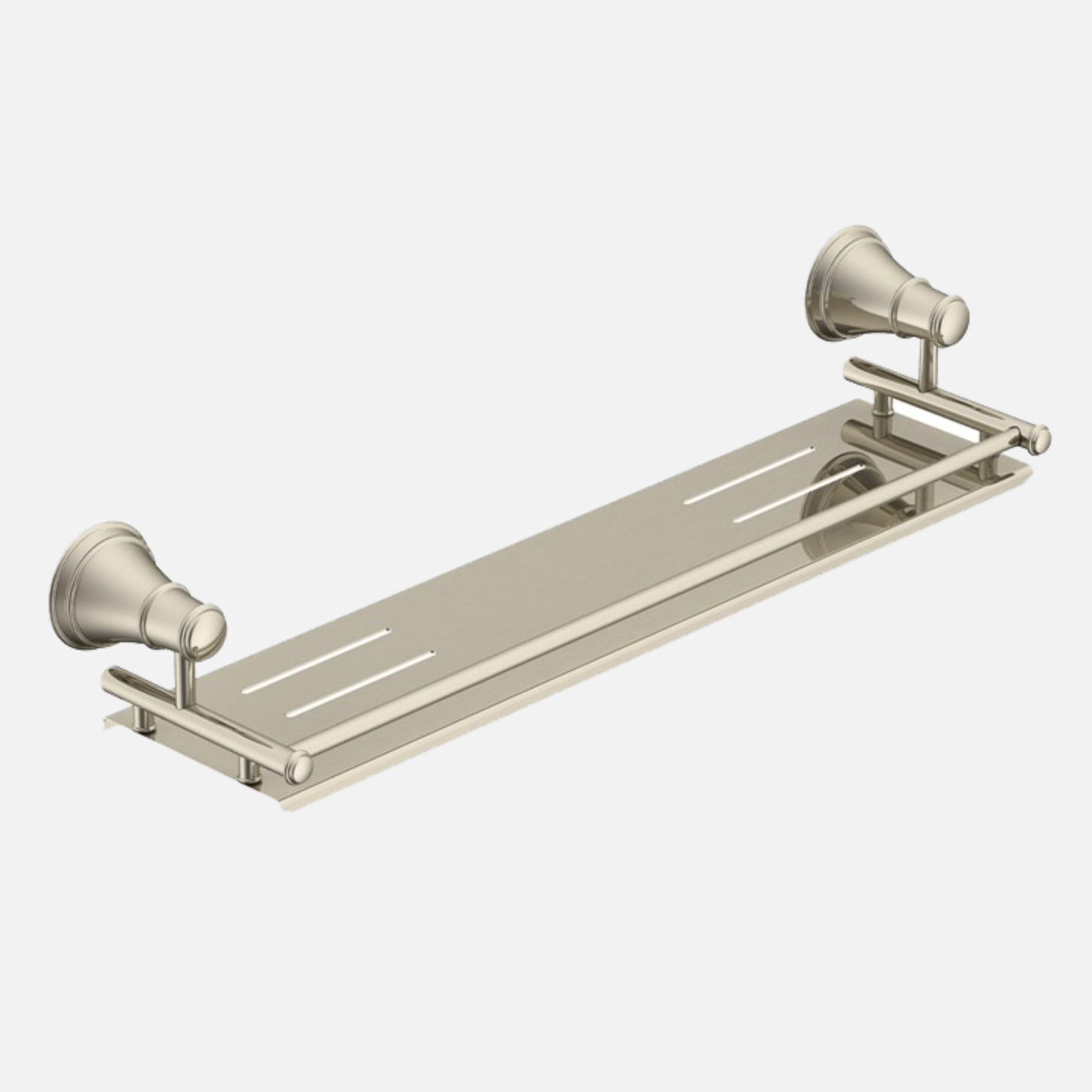 traditional style brushed nickel shower shelf