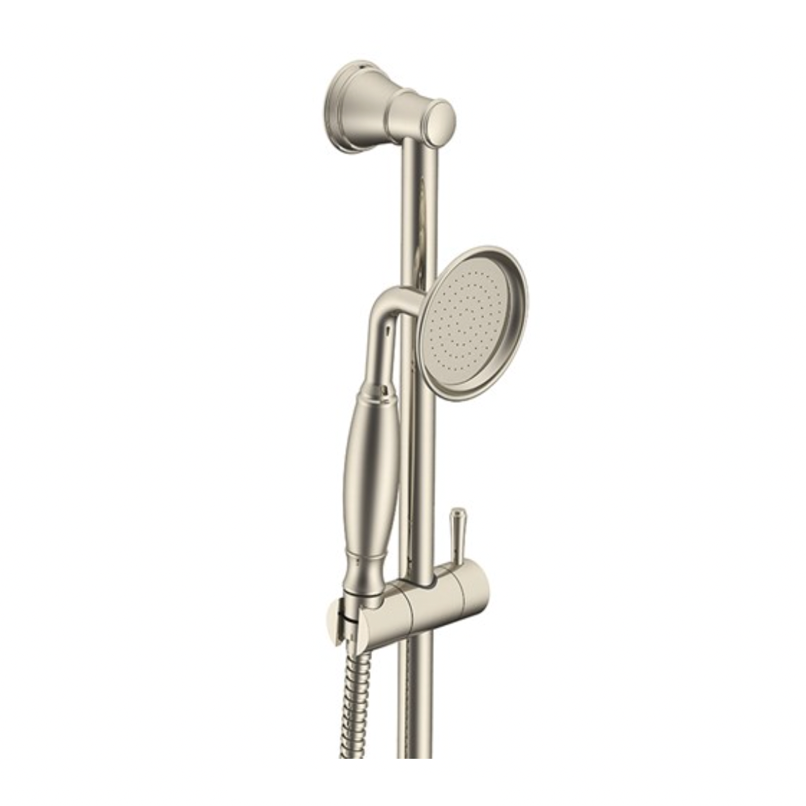 heritage hand shower on a rail brushed nickel