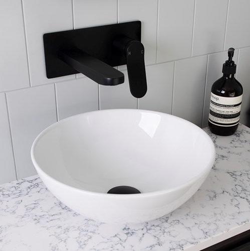 circular tapered gloss white above counter bathroom vanity basin