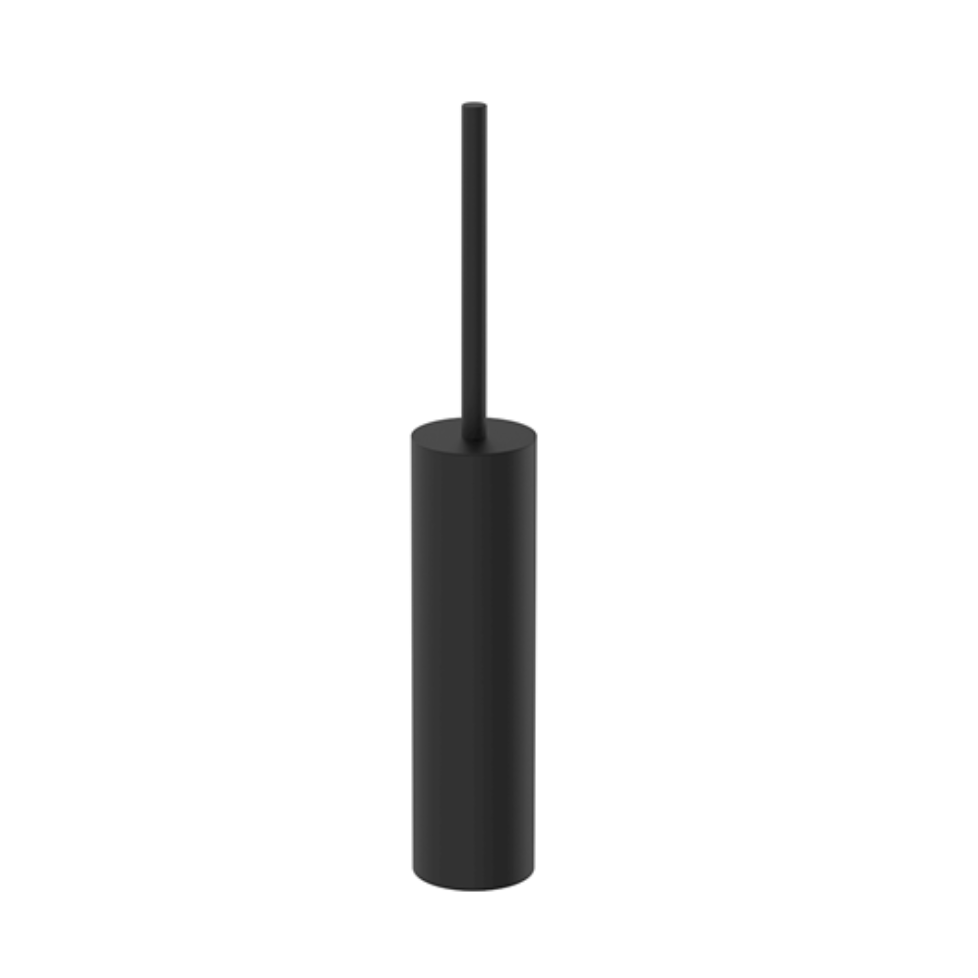 Black cylindrical toilet brush holder