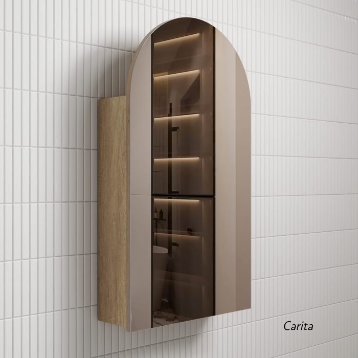 500mm arch timber shaving mirror cabinet