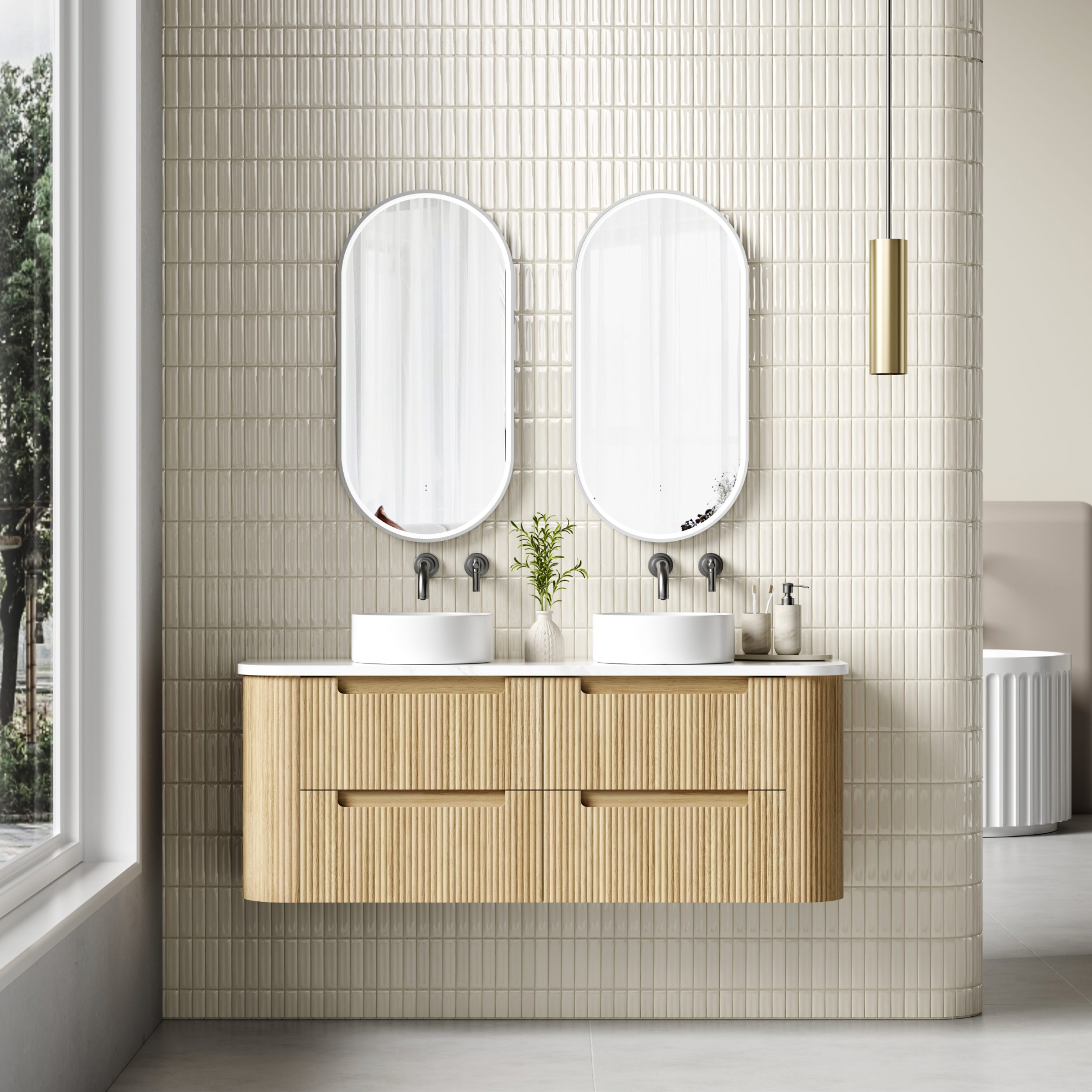 Aulic Varcelli Harvest Oak V-Groove Wall Hung Vanity 1500mm