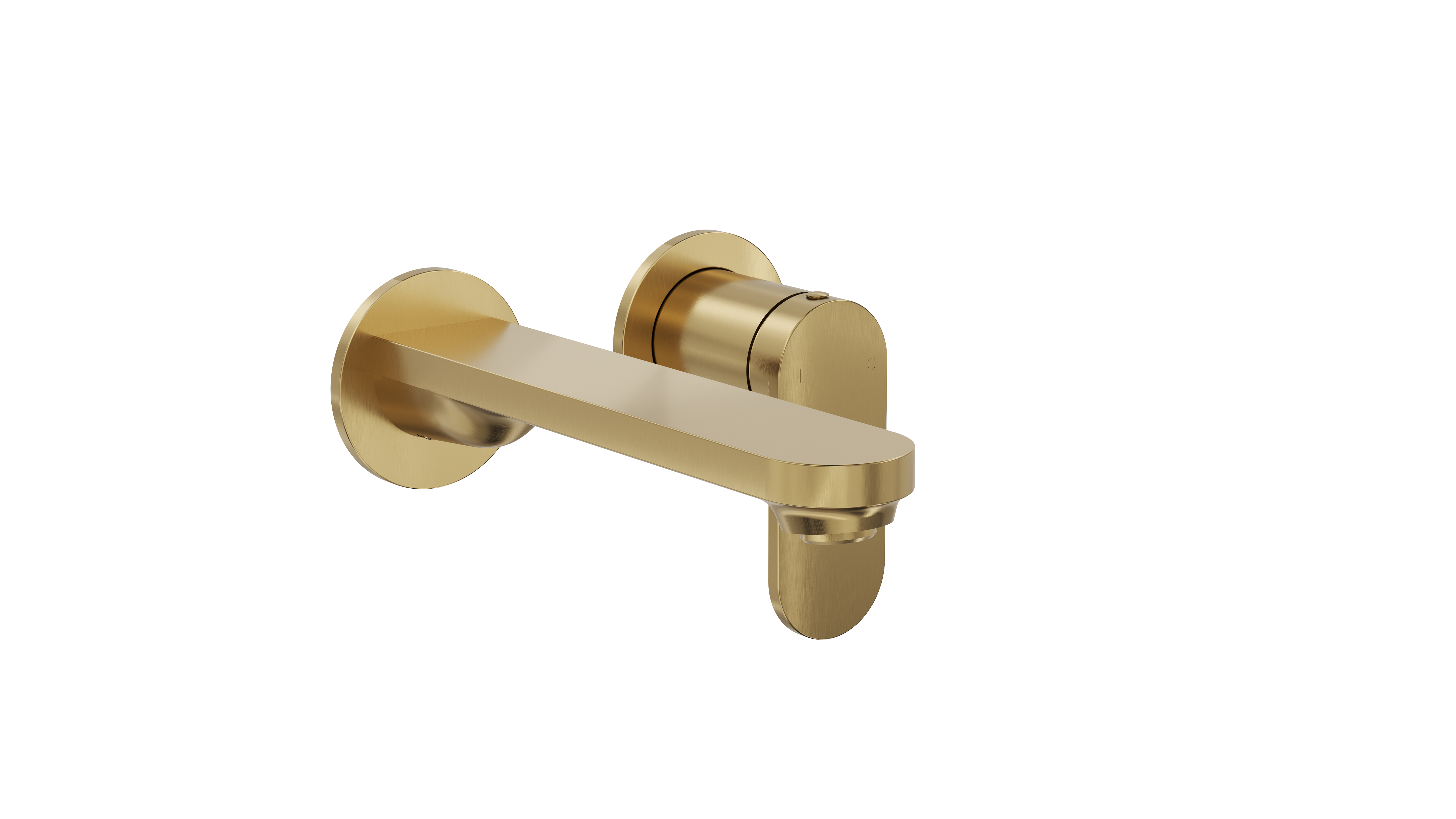 Linsol Capo 2-Plate Wall Basin/Bath Mixer Brushed Brass