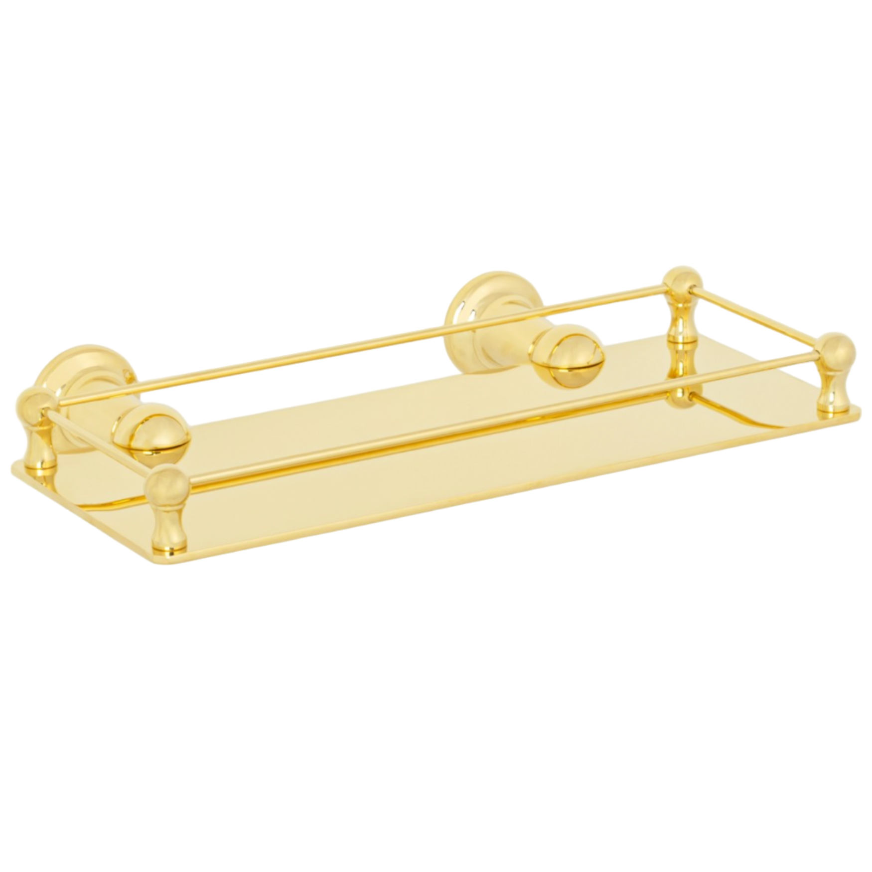 Gold bathroom shelf with a rail