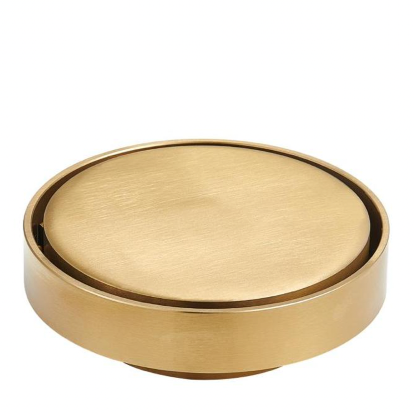circular brushed gold bathroom floor waste