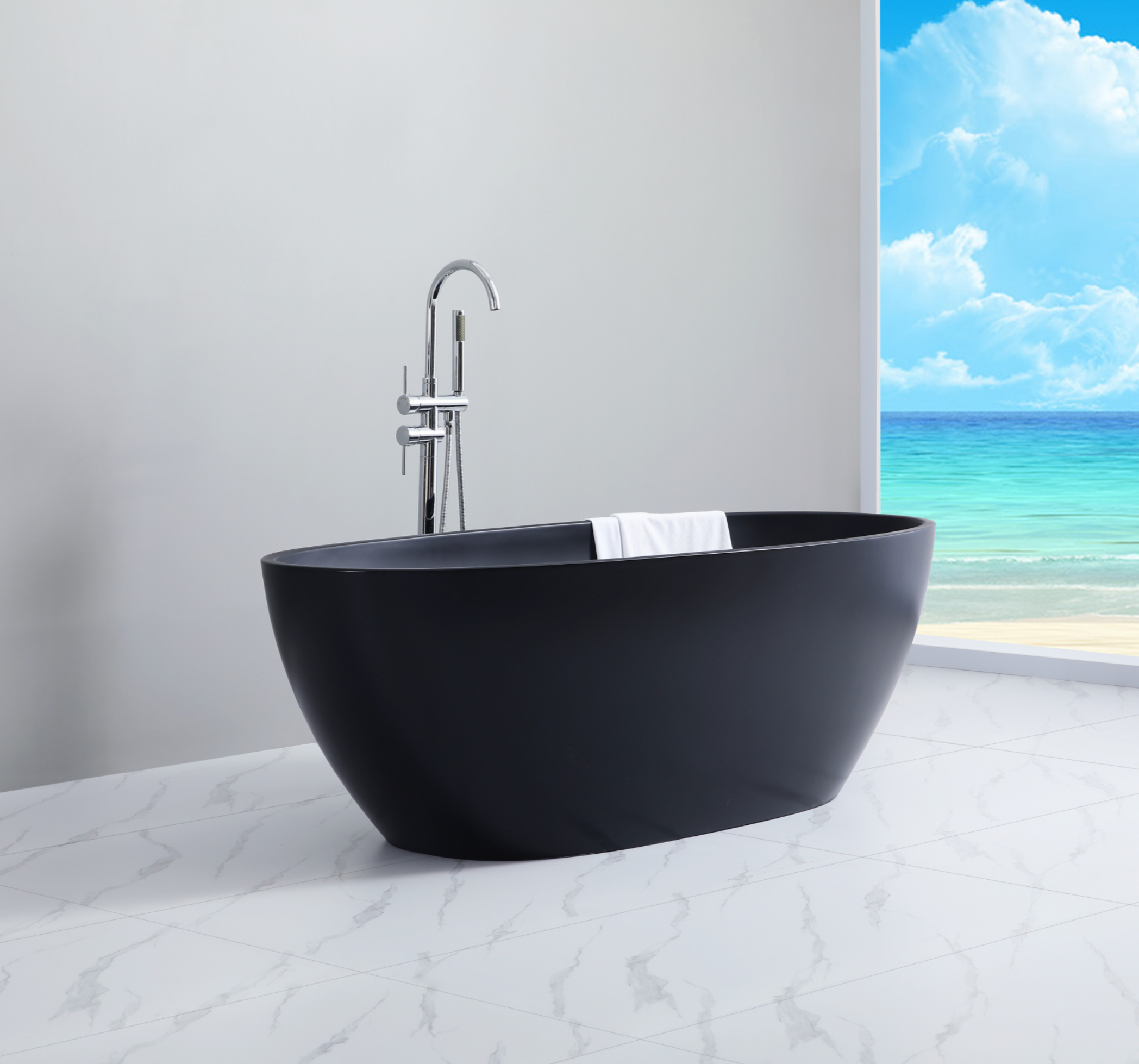 Donii Zilon 1700 Freestanding Acrylic Oval Bath Matte Black