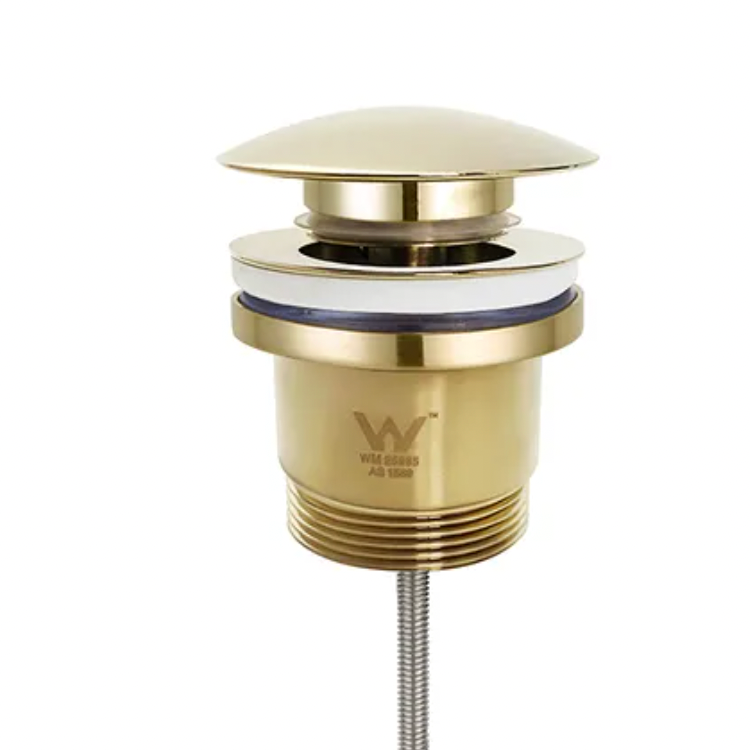Brushed Gold sink drain with removable easy clean pop up waste