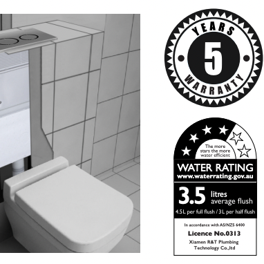 Paco Jaanson Breeze Frameless Inwall Undercounter Mechanical Cistern with Adjustable Vertical Pipe For Floor Mount Toilet Pans