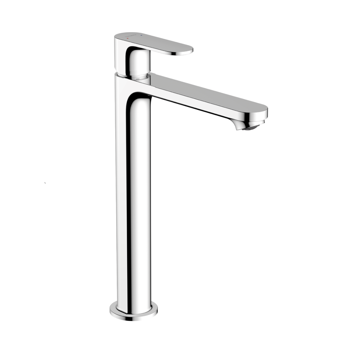 Chrome tall basin mixer suits above counter basins