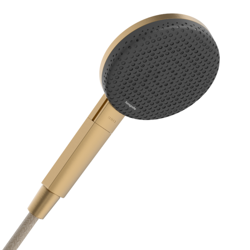 Hansgrohe Shower head brushed bronze colour finish with no visible spray nozzles