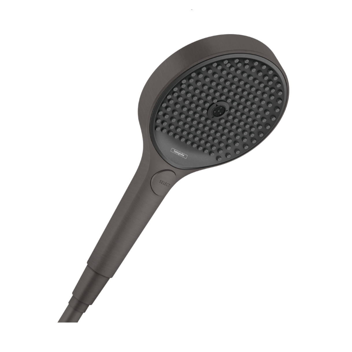 Gray handheld shower head .