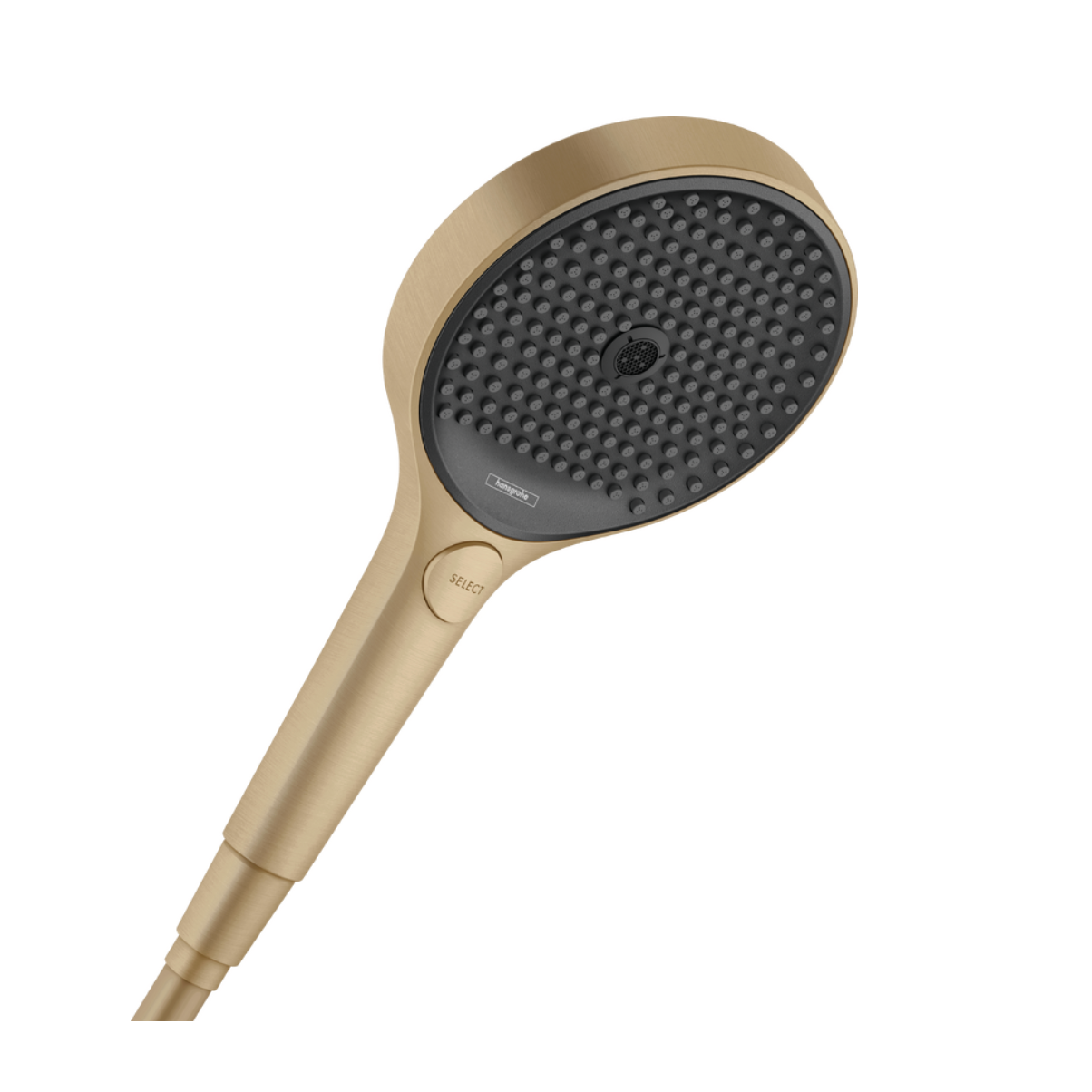Gold hand shower with black nozzles