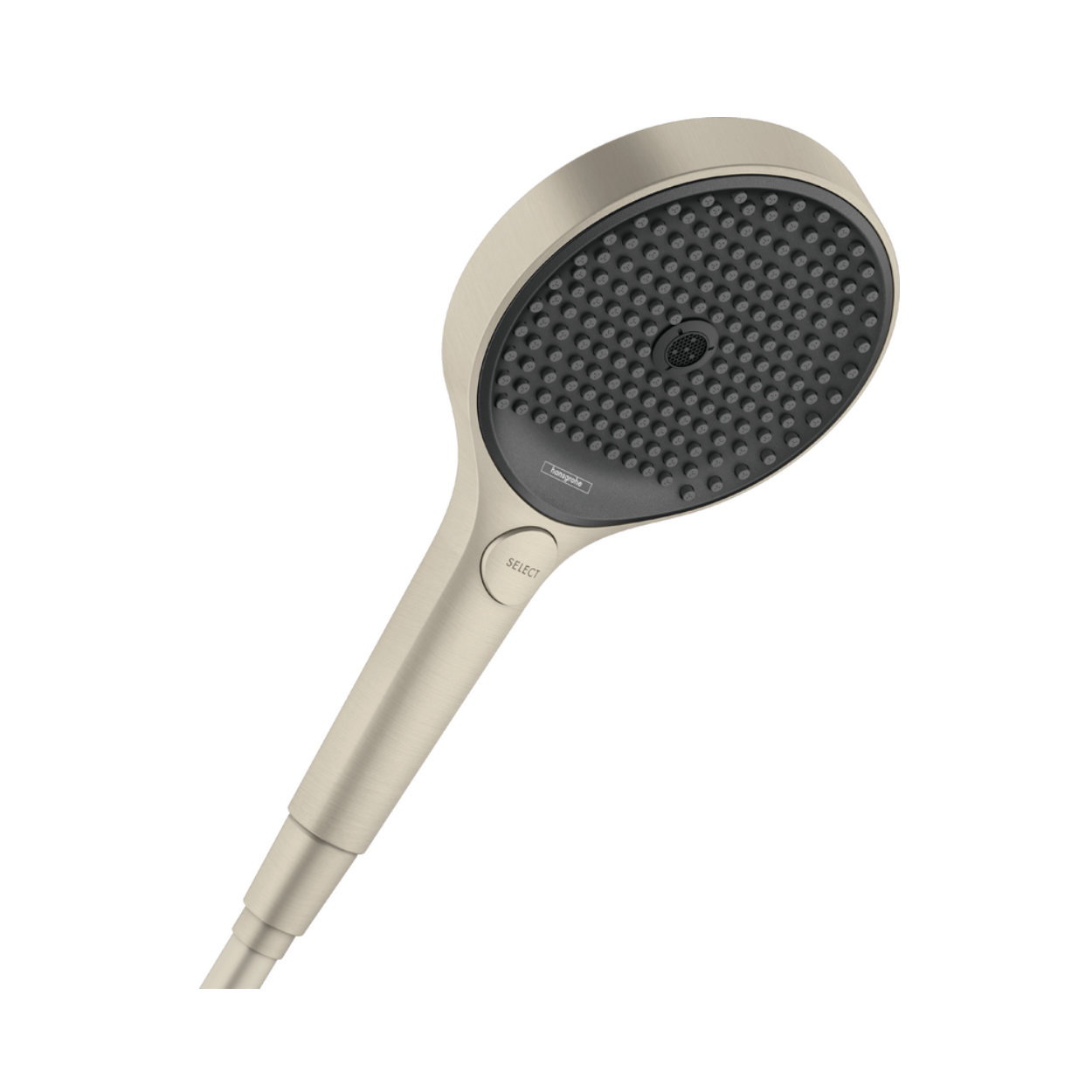 Hand held Shower head with a metallic finish