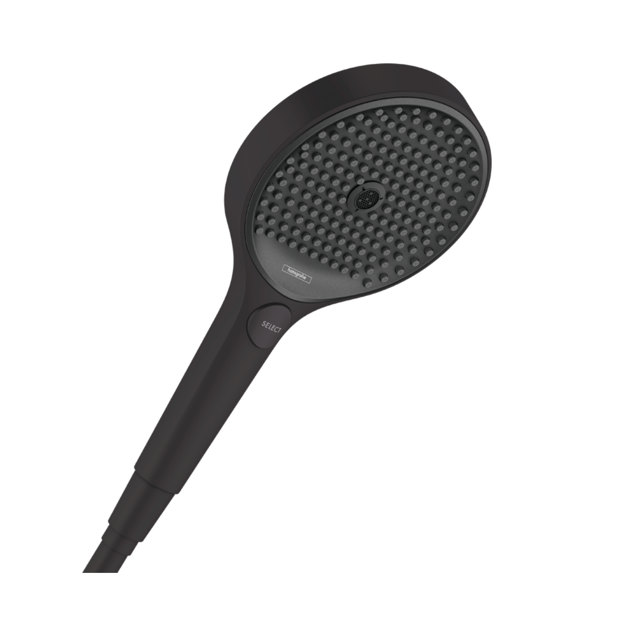 Black Hand held removable shower head with black nozzle