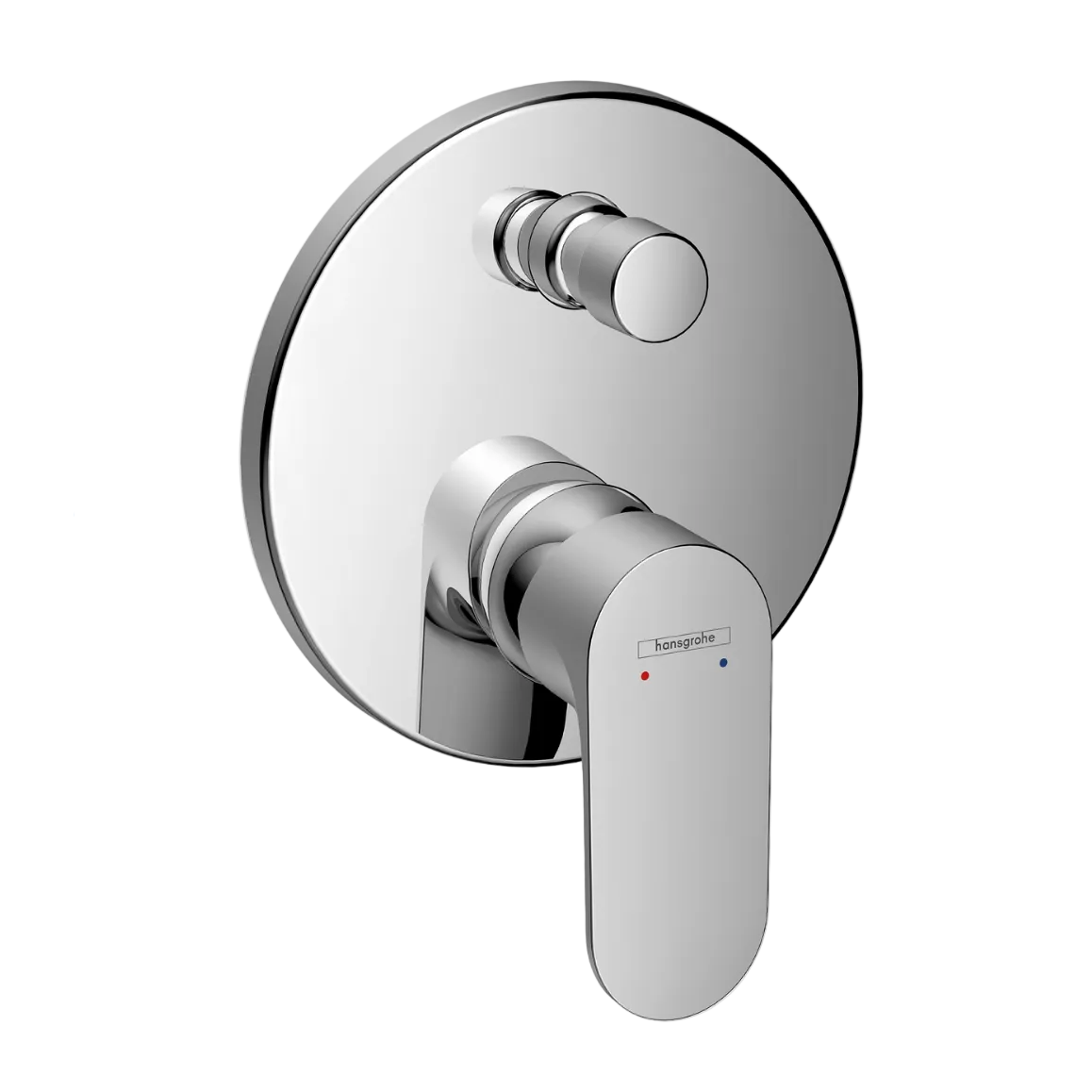 Chrome bathroom fixture with a lever handle