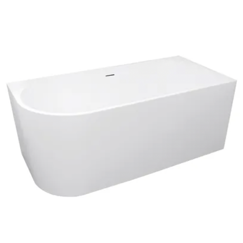White freestanding Gloss white acrylic bathtub with overflow