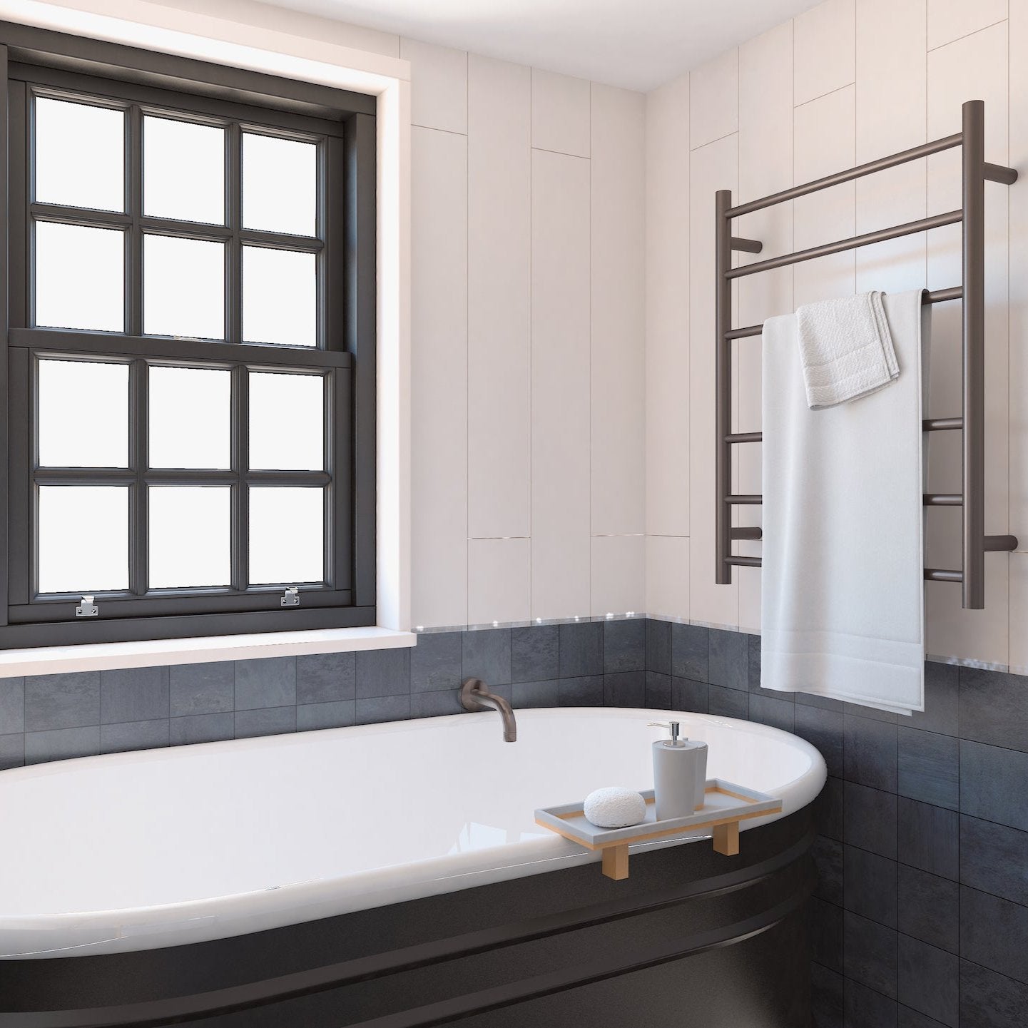 Linsol Avid Round 6 Bar Heated Towel Rail Gunmetal 800x600mm