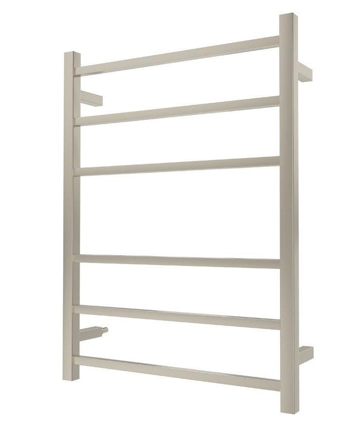 Linsol Spirit Square 6 Bar Heated Towel Rail Brushed Nickel 800x600mm