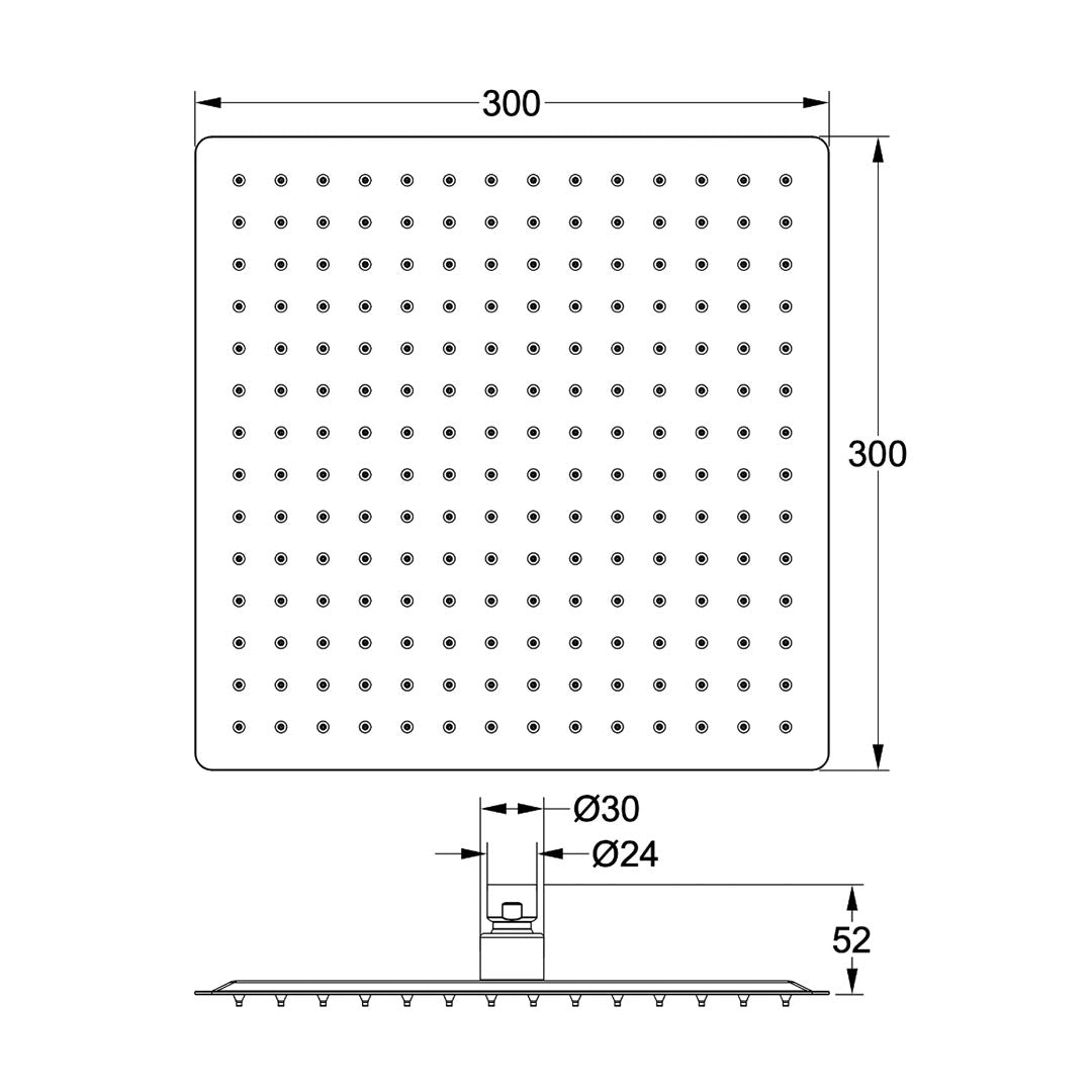 Linsol Ocean Shower Head 300mm Brushed Nickel