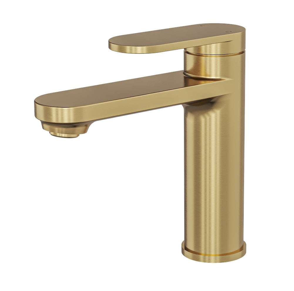 brushed brass single lever bathroom vanity mixer tap