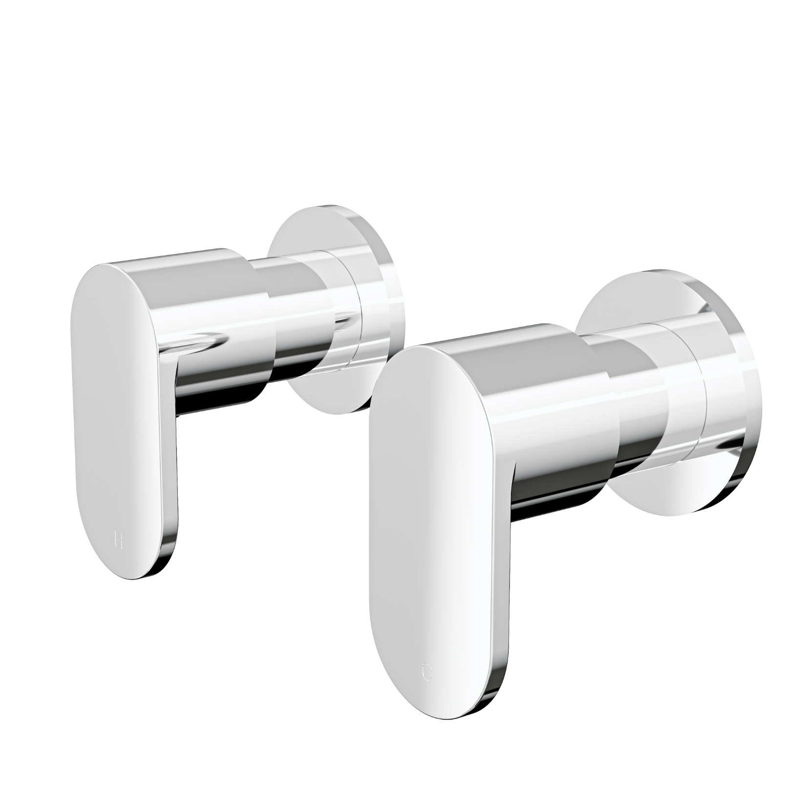 Two wall-top assemblies with chrome finish and slimline lever handles, part of the Linsol Capo Collection.