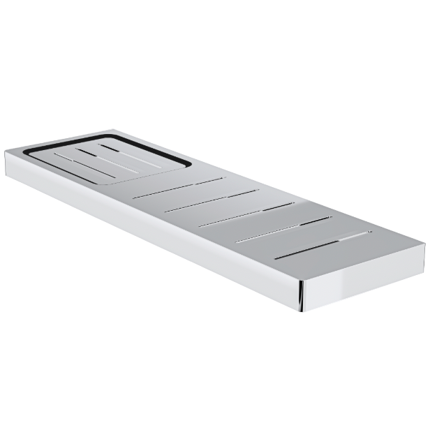 chrome metal bath shower shelf with soap dish