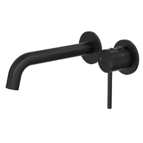 Matte black bath mixer Tap set ceramic cartridge with separate back plates and pin lever handle